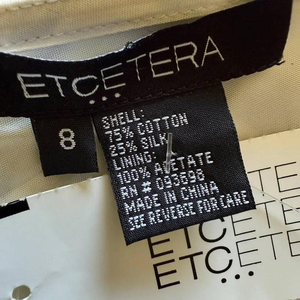 NWT ETCETERA | One Shoulder Black & White Silk Dress Sz 8 - Picture 6 of 7